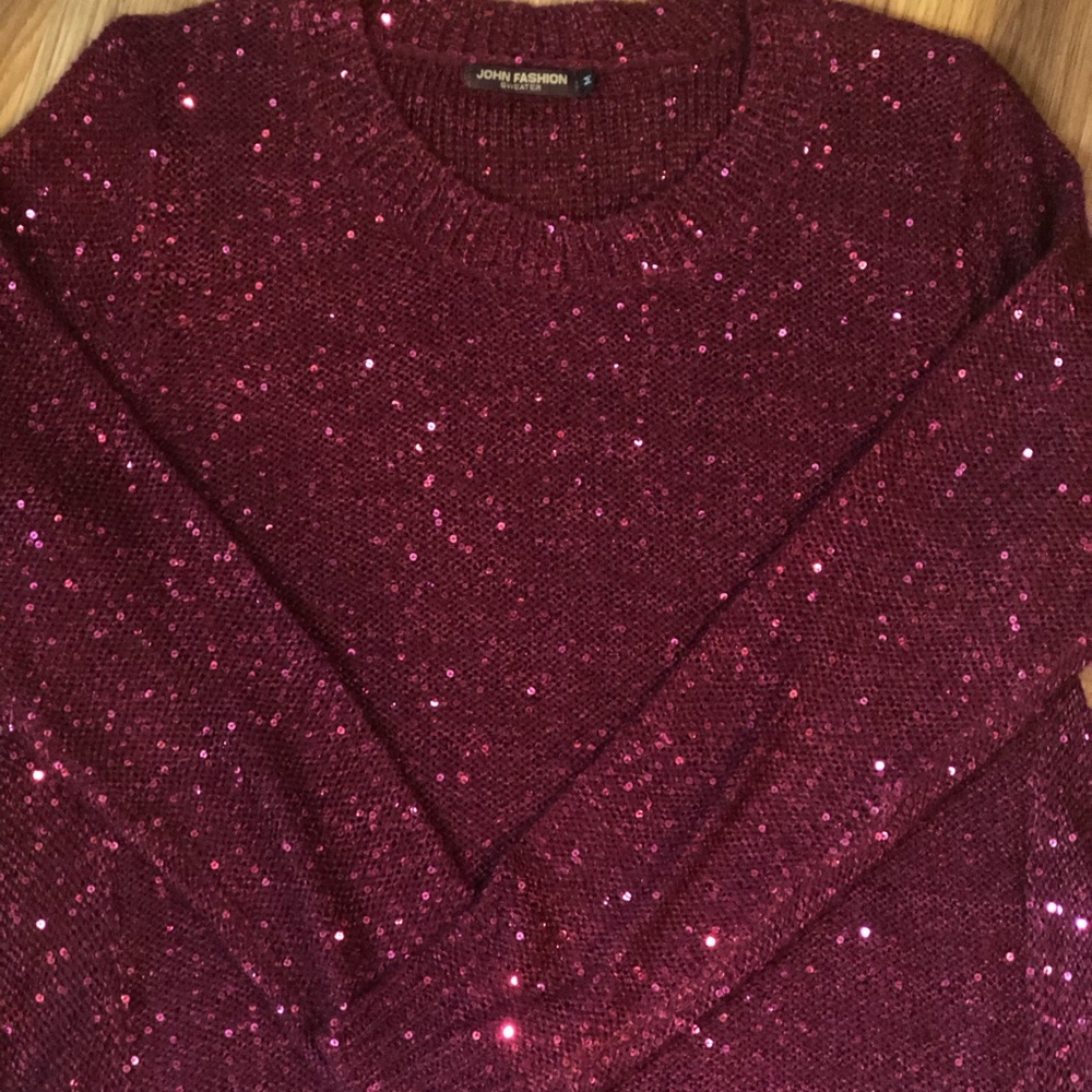 Cranberry red sparkle sweater